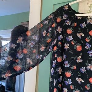 Floral-Goth Sheer Maxi Dress